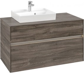 VILLEROY &amp; BOCH Collaro závesná skrinka pod umývadlo na dosku (umývadlo vľavo), 2 zásuvky, s LED osvetlením, 1000 x 500 x 548 mm, Stone Oak, C014B0RK