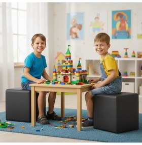 Sedací vak taburetka kocka čierna EMI