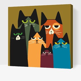 Gario Maľovanie podľa čísel Mačacia banda Rozmery: 50 x 50 cm, Rámovanie: S vnútorným rámom