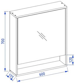 KÚPEĽŇOVÁ ZRKADLOVÁ SKRINKA  NOVA 60 BIELA