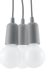 Závesné svietidlo Diego 3, sivé telo svietidla