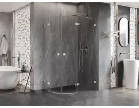 Mexen Lunar, pravý polkruhový sprchový kút 90 x 80 cm, 8mm číre sklo, chrómový profil, 833-090P-080L-01-00