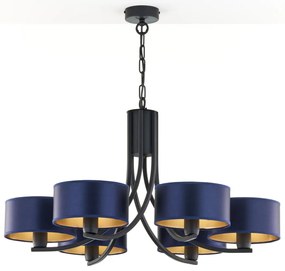Jupiter 2102 - Luster na reťazi ARTHUR 6xE27/15W/230V modrá/čierna