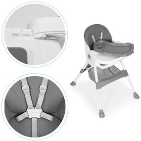 Dětská jídelní židlička BABY ECOTOYS šedá