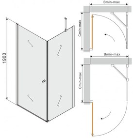 Mexen Pretoria sprchovací kút 60x100cm, 6mm sklo, chrómový profil-číre sklo, 852-060-100-01-00