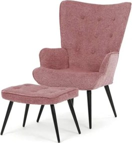 Kreslo ušiak s podnožou ELDORIA PINK