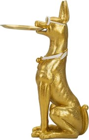 Dekoratívna socha Dog Pit s podnosom 91 cm zlatá
