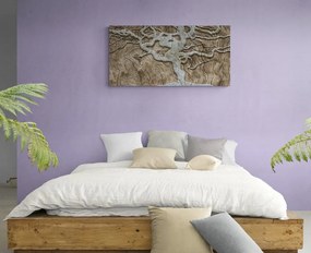 Obraz abstraktný strom na dreve v béžovom prevedení