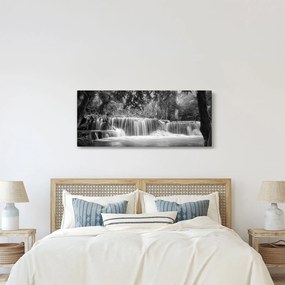 Obraz - Čiernobiely vodopád (120x50 cm)