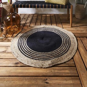 Koberec Naturo Circle, (fi) 90 cm, béžová/čierna