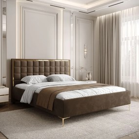 ČALÚNENÁ POSTEĽ NOEMI GOLD 180x200 S ROŠTOM ROYAL VELVET 196