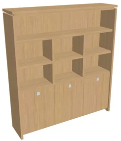Vysoká skriňa Verno 188 x 46 x 210 cm, s regálom, dub svetlý