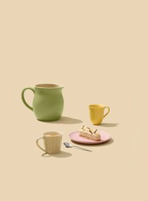 IB Laursen Žltý keramický hrnček s vrúbkami MYNTE LEMONADE