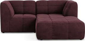 Vínovočervená zamatová rohová pohovka (pravý roh/s leňoškou) Aloha – Makamii