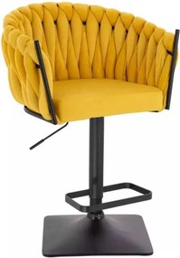 LuxuryForm DESIGN Barová stolička NORDEN VELUR na čiernej hranatej podstave - žltá