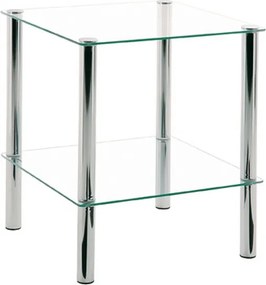 Prístavný stolík Erden, kov/sklo
