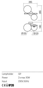 Redo 01-2778 - Nástenné svietidlo ROY 2xG9/10W/230V