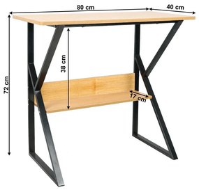 Tempo Kondela Písací stôl s policou, buk/čierna, TARCAL 80