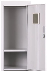 Šatníková skrinka s úložnými boxami, 2 boxy, 1800 x 380 x 450 mm, cylindrický zámok, sivá/tmavosivá
