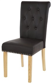 2x Jedálenská stolička Chesterfield 2 - koženka, svetlé nohy - Hnedá