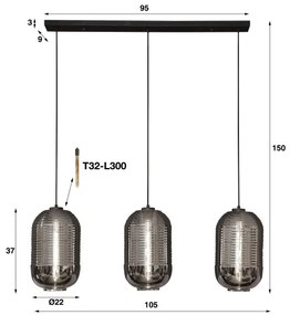 Luster 83-10 3L Tub Chromed Glass - Komfort-nábytok