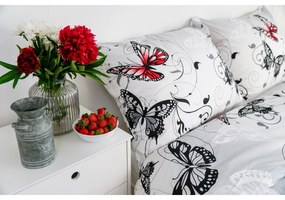 Stanex Bavlnené obliečky Motýľ biela, 140 x 200 cm, 70 x 90 cm