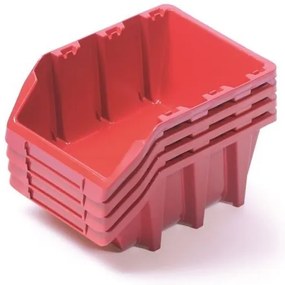 Sada 4 úložných boxov po 29,5 × 19,8 × 13,3 cm, červená