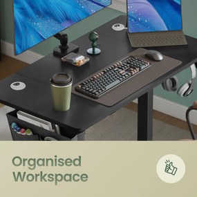 Elektricky nastaviteľný výškovo regulovateľný stôl, 160×70 cm, s 4 pamäťovými pozíciami, čierny