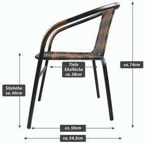 Sada záhradných bistro stoličiek, stohovateľná, hnedá, 2 ks
