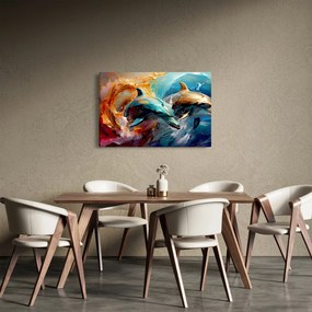Obraz - Maľba delfínov (90x60 cm)