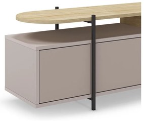 Sivo-béžový TV stolík v dekore duba 160x48 cm Hinoa – Marckeric
