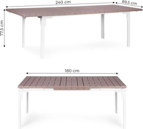 Veľký rozkladací záhradný stôl 180–240 cm pre 12 osôb béžová