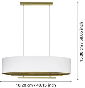 Eglo 390182 - Luster na lanku PINETARA 4xE27/40W/230V biela/zlatá