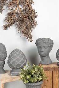 Šedý antik cementový kvetináč hlava ženy - 18*17*25 cm