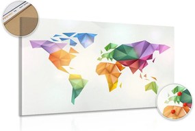 Obraz na korku farebná mapa sveta v štýle origami