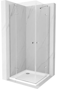 Mexen Roma Duo, sprchovací kút 70 (dvere) x 70 (dvere) cm, 6mm číre sklo, chrómový profil + slim sprchová vanička 5cm biela + chrómový sifón, 854-070-070-01-02-4010