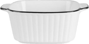 Biela keramická miska s vrúbkami a čiernym okrajom - 15*12*5 cm / 400 ml