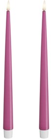 DeluxeHomeart Vysoké LED sviečky Shiny Magenta – set 2 ks