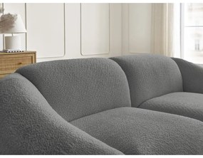 Sivá pohovka z textílie bouclé 230 cm Tina – Bobochic Paris