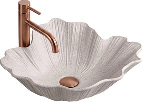 Rea Flower Beige, umývadlo na dosku, 47,5 × 40 cm, béžová matná, REA-U7888