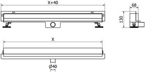 Mexen Flat nerezový sprchový žľab na stenu 60 cm vzor WALL, 1030060