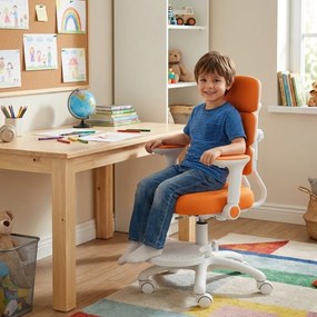 Detská rastúca stolička Neoseat KIDDY THREE — látka, prateľný poťah, oranžová