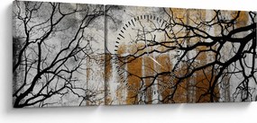 Obraz - Siluety stromov (s hodinami) (90x30 cm)