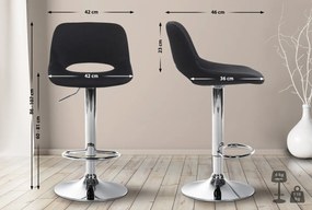 2x Barová stolička Camden - zamat, chróm rám - Čierna