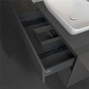 VILLEROY &amp; BOCH Collaro závesná skrinka pod umývadlo na dosku (umývadlo v strede), 2 zásuvky, s LED osvetlením, 800 x 500 x 548 mm, Glossy Grey, C108B0FP