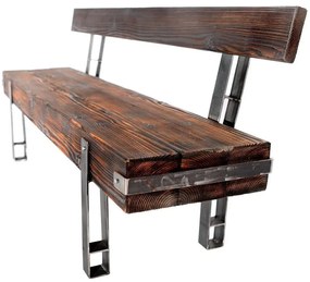 CHYRKA® Lavička z masívneho dreva Brody+ Loft Vintage Bar Priemyselný dizajn Ručne vyrábaný drevený kov