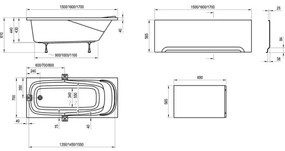 Ravak CP11000000 - Vaňa VANDA 160x70 cm akrylát/lesklá biela