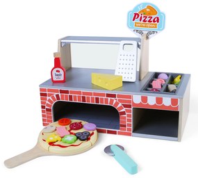 EcoToys Drevená pizza na krájanie s príslušenstvom