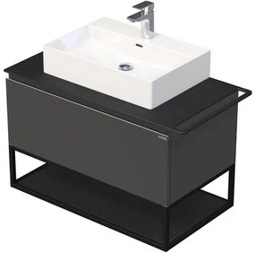 Kúpeľňová skrinka s umývadlom Intedoor Landau Metal 90 cm antracitová