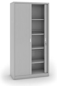 Kovová skriňa s roletovými dverami, 1990 x 1000 x 450 mm, svetlo sivá